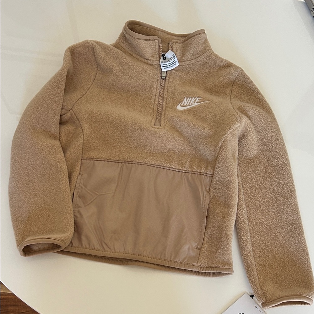 Nike Beige/Tan Half-Zip Fleece Pullover size 3-4 years toddler boy. New !